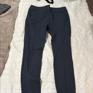 LOFT Black and Blue Checkered Ankle Pants